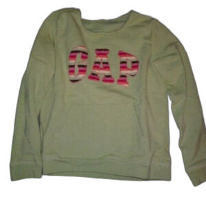 Gap Girls Sweatshirt Lime Green Pink Brown Orange Rainbow Kangaroo Pocket Size 5